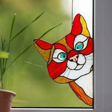 Laden Sie das Bild in den Galerie-Viewer, Handgefertigter Gebeizter Katzen-Sonnenfänger für Fenster