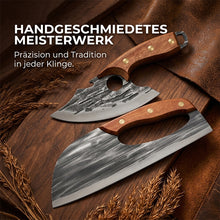 Laden Sie das Bild in den Galerie-Viewer, Premium-Set aus handgeschmiedetem Kochmesser und Hackmesser