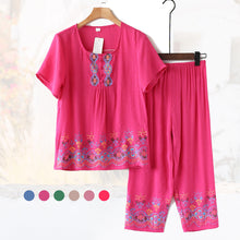 Laden Sie das Bild in den Galerie-Viewer, Zweiteiliger Sommer Baumwoll-Flachs-Freizeitanzug