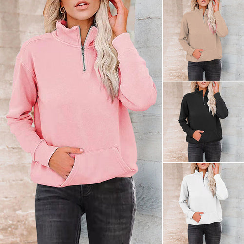 Einfarbiges Sweatshirt mit Reißverschluss