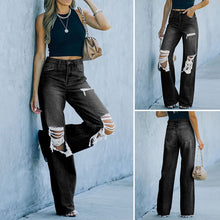 Laden Sie das Bild in den Galerie-Viewer, Damen Lässige Jeans mit weitem Bein im Herbst