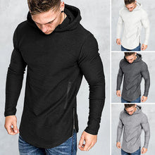 Laden Sie das Bild in den Galerie-Viewer, Einfarbiges Langärmeliges T-Shirt mit Kapuze