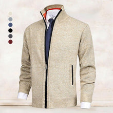 Laden Sie das Bild in den Galerie-Viewer, Herrenmode einfarbig Stehkragen Strickjacke
