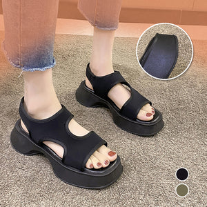 Neue Einfarbige Sommersandalen Mit Dicker Sohle