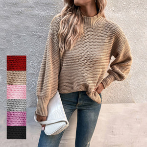 Geschlitzter Pullover mit Puffärmeln