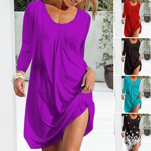 Einfarbiges/bedrucktes Faltenkleid