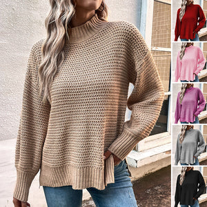Geschlitzter Pullover mit Puffärmeln