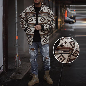 Reversjacke mit geometrischem Muster