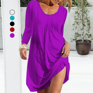 Einfarbiges/bedrucktes Faltenkleid
