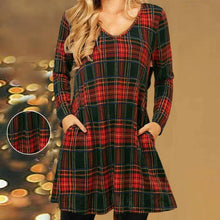 Laden Sie das Bild in den Galerie-Viewer, Lockeres Kleid mit weihnachtlichem kariertem Print