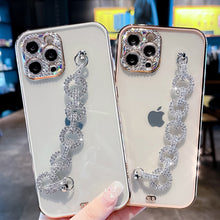 Laden Sie das Bild in den Galerie-Viewer, Transparente iPhone Handyhülle Mit Diamantkette