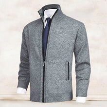 Laden Sie das Bild in den Galerie-Viewer, Herrenmode einfarbig Stehkragen Strickjacke