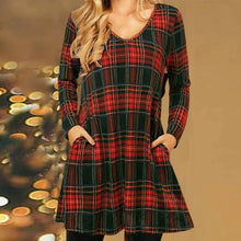 Laden Sie das Bild in den Galerie-Viewer, Lockeres Kleid mit weihnachtlichem kariertem Print