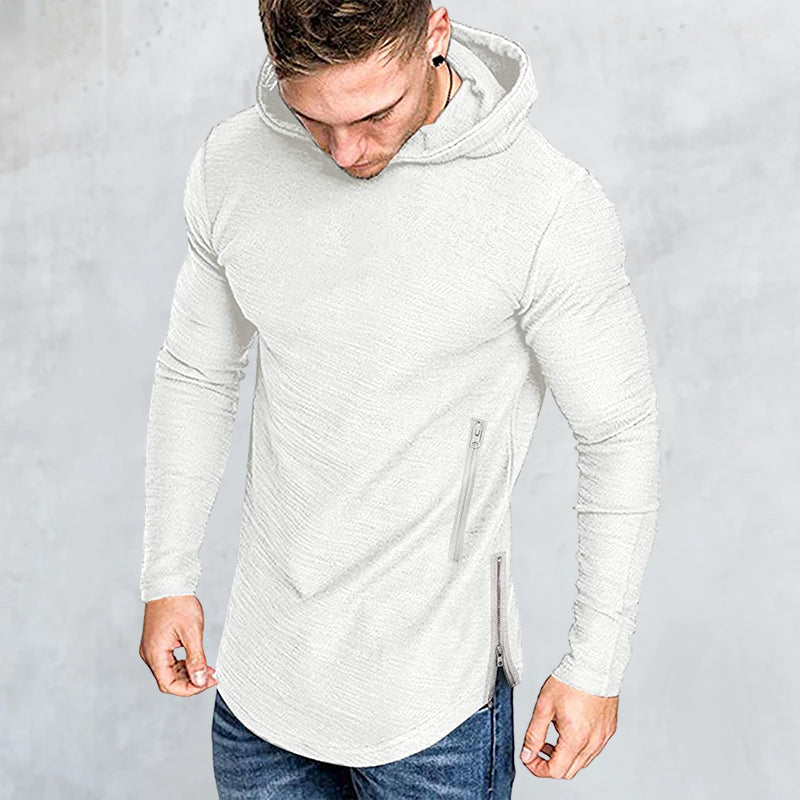 Einfarbiges Langärmeliges T-Shirt mit Kapuze
