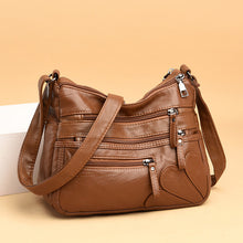 Laden Sie das Bild in den Galerie-Viewer, Tasche aus weichem Leder mit mehreren Reißverschlüssen