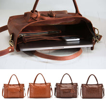 Laden Sie das Bild in den Galerie-Viewer, Damen Multifunktionshandtasche  Gepäcktasche aus Ölwachsleder mit großem Fassungsvermögen