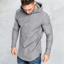Laden Sie das Bild in den Galerie-Viewer, Einfarbiges Langärmeliges T-Shirt mit Kapuze