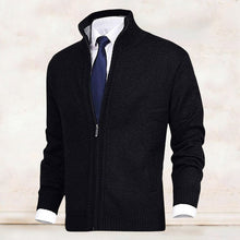 Laden Sie das Bild in den Galerie-Viewer, Herrenmode einfarbig Stehkragen Strickjacke