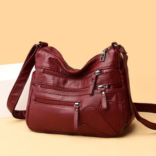 Laden Sie das Bild in den Galerie-Viewer, Tasche aus weichem Leder mit mehreren Reißverschlüssen