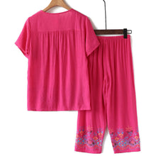 Laden Sie das Bild in den Galerie-Viewer, Zweiteiliger Sommer Baumwoll-Flachs-Freizeitanzug