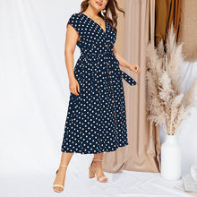 Laden Sie das Bild in den Galerie-Viewer, Gepunktetes Schnürkleid Mit V-Ausschnitt