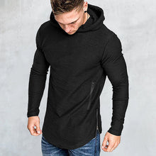 Laden Sie das Bild in den Galerie-Viewer, Einfarbiges Langärmeliges T-Shirt mit Kapuze