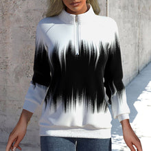 Laden Sie das Bild in den Galerie-Viewer, Langarm-Sweatshirt mit halbem Rollkragen und Reißverschluss