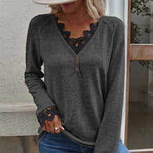 Laden Sie das Bild in den Galerie-Viewer, Damen-Strick-T-Shirt mit V-Ausschnitt
