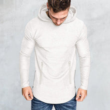 Laden Sie das Bild in den Galerie-Viewer, Einfarbiges Langärmeliges T-Shirt mit Kapuze