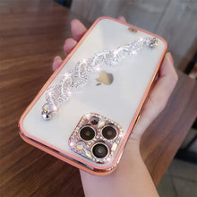 Laden Sie das Bild in den Galerie-Viewer, Transparente iPhone Handyhülle Mit Diamantkette