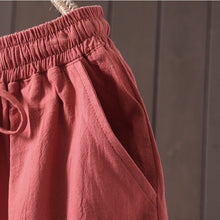 Laden Sie das Bild in den Galerie-Viewer, Lässige Hose mit weitem Bein aus Baumwolle und Leinen