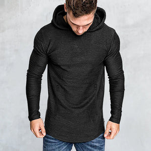 Einfarbiges Langärmeliges T-Shirt mit Kapuze