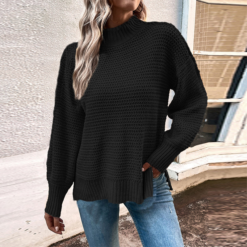 Geschlitzter Pullover mit Puffärmeln