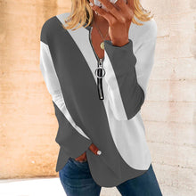 Laden Sie das Bild in den Galerie-Viewer, Langärmliges T-Shirt mit Farbblockdesign