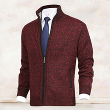 Laden Sie das Bild in den Galerie-Viewer, Herrenmode einfarbig Stehkragen Strickjacke