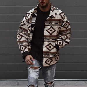 Reversjacke mit geometrischem Muster