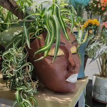Laden Sie das Bild in den Galerie-Viewer, Wandmontierter Gesichtsblumentopf aus Kunstharz
