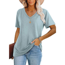 Laden Sie das Bild in den Galerie-Viewer, Modisches Lässiges T-Shirt Mit V-Ausschnitt Für Damen