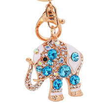 Laden Sie das Bild in den Galerie-Viewer, Süßer glücklicher Elefant Strass Schlüsselanhänger