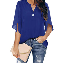 Laden Sie das Bild in den Galerie-Viewer, Einfarbige Elegante Sommerbluse Aus Chiffon