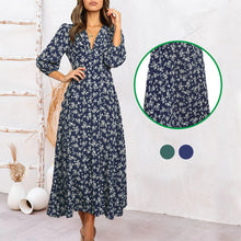 Laden Sie das Bild in den Galerie-Viewer, Vintage geblümtes langärmliges Kleid mit Knopf