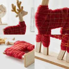 Laden Sie das Bild in den Galerie-Viewer, Weihnachten Holz Filz Rentier Elch Baumschmuck