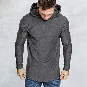 Einfarbiges Langärmeliges T-Shirt mit Kapuze