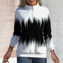 Laden Sie das Bild in den Galerie-Viewer, Langarm-Sweatshirt mit halbem Rollkragen und Reißverschluss
