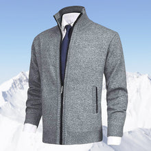 Laden Sie das Bild in den Galerie-Viewer, Herrenmode einfarbig Stehkragen Strickjacke