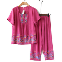 Laden Sie das Bild in den Galerie-Viewer, Zweiteiliger Sommer Baumwoll-Flachs-Freizeitanzug