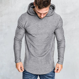 Einfarbiges Langärmeliges T-Shirt mit Kapuze