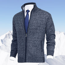 Laden Sie das Bild in den Galerie-Viewer, Herrenmode einfarbig Stehkragen Strickjacke