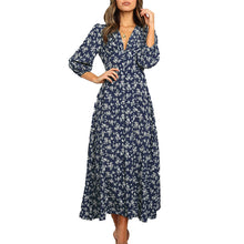 Laden Sie das Bild in den Galerie-Viewer, Vintage geblümtes langärmliges Kleid mit Knopf