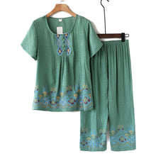 Laden Sie das Bild in den Galerie-Viewer, Zweiteiliger Sommer Baumwoll-Flachs-Freizeitanzug